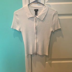 rue21 white crop top zip up
